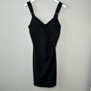 Guess Gathered Waist Surplice Neckline Stretch Little Black Dress Size 10